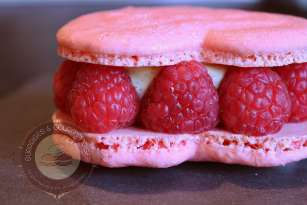 macaron coeur vanille framboise