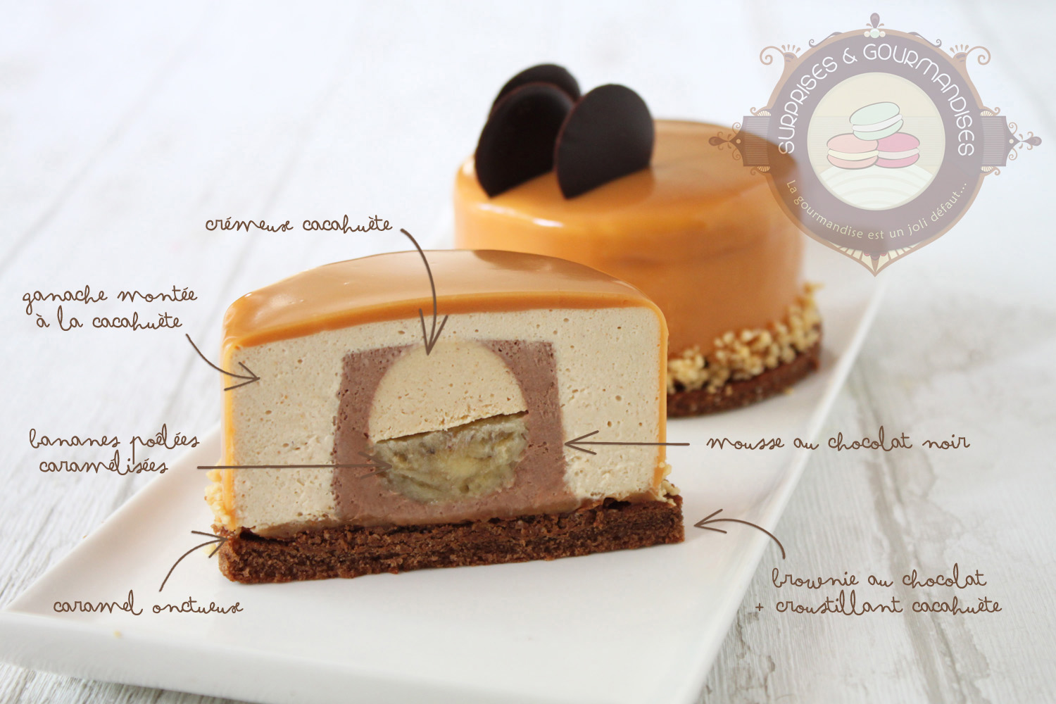 Petits entremets banane, chocolat et cacahuète - Surprises et Gourmandises