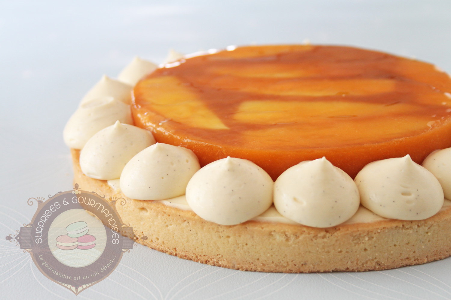 Tarte Lolita d'Arnaud Larher - tarte abricot, mangue, vanille et amande amère - Surprises et Gourmandises