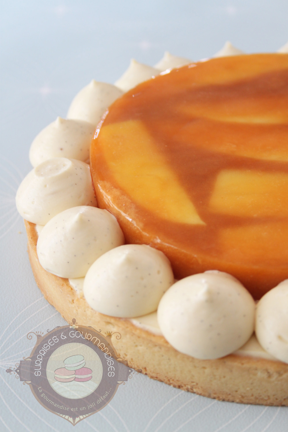 Tarte Lolita d'Arnaud Larher - tarte abricot, mangue, vanille et amande amère - Surprises et Gourmandises
