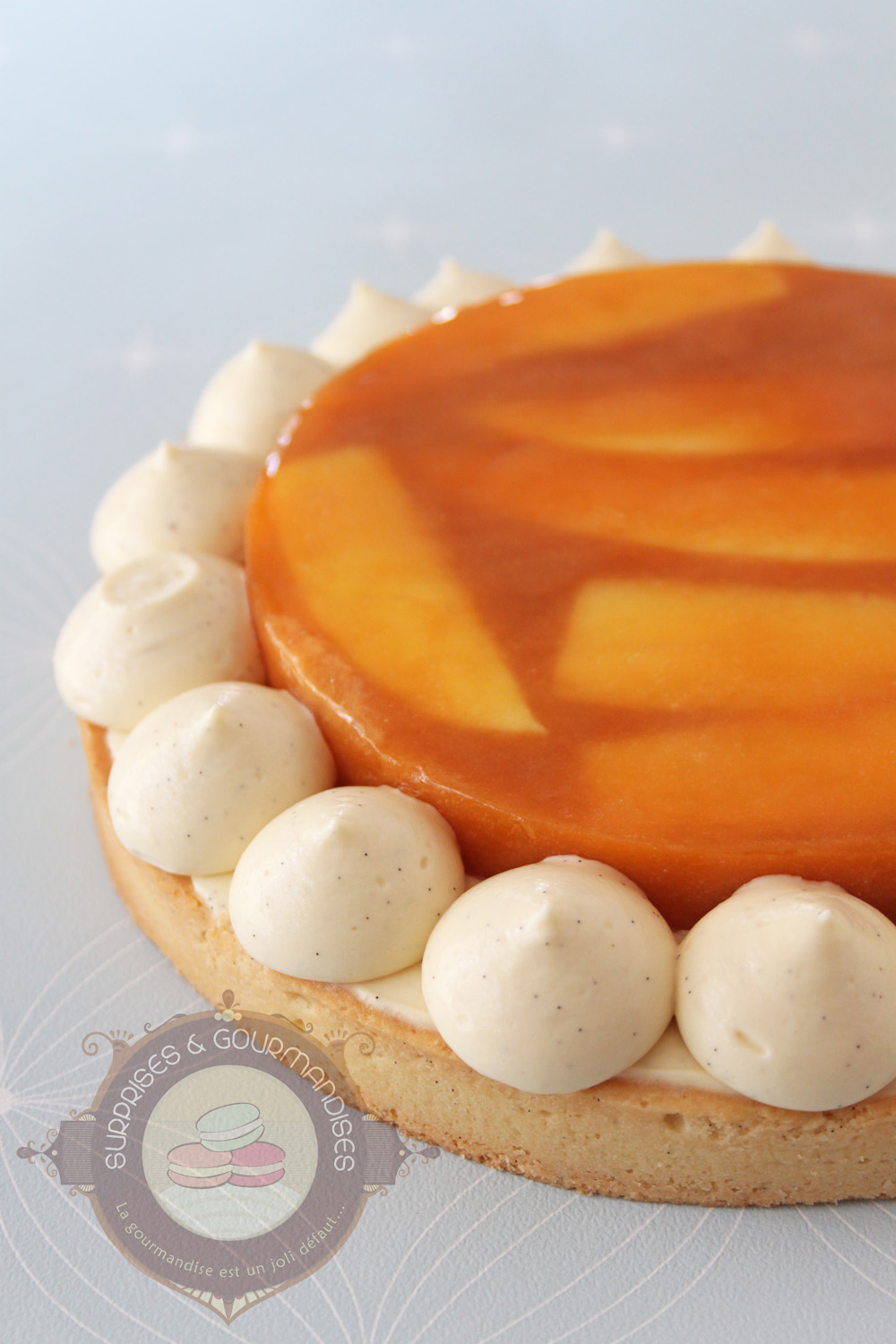 Tarte Lolita d'Arnaud Larher - tarte abricot, mangue, vanille et amande amère - Surprises et Gourmandises