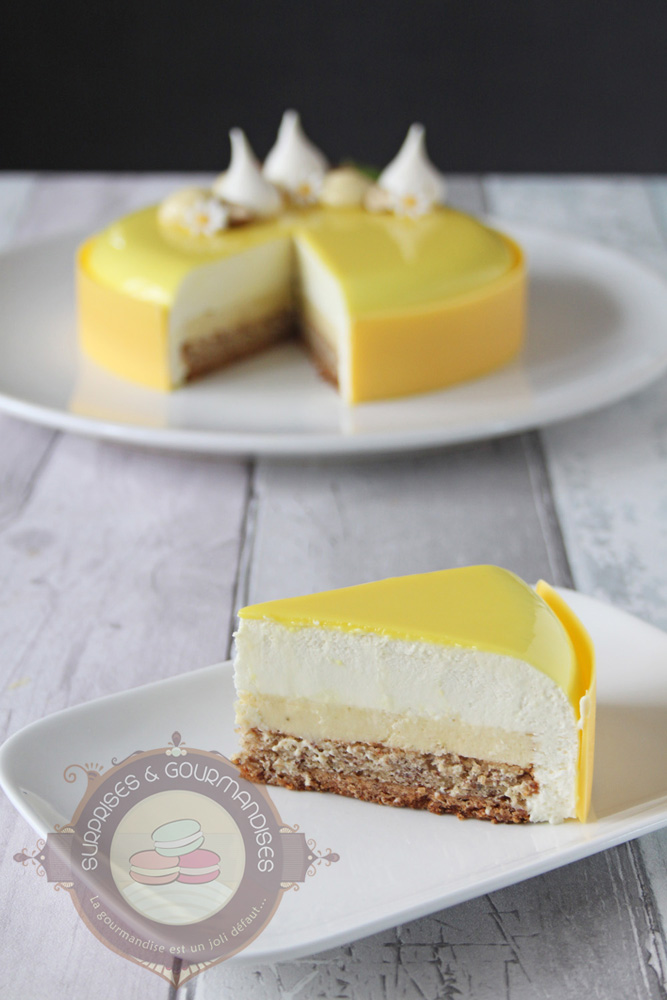 Entremets noisette, citron vert et basilic - Surprises et Gourmandises