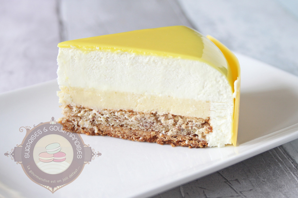 Entremets noisette, citron vert et basilic - Surprises et Gourmandises