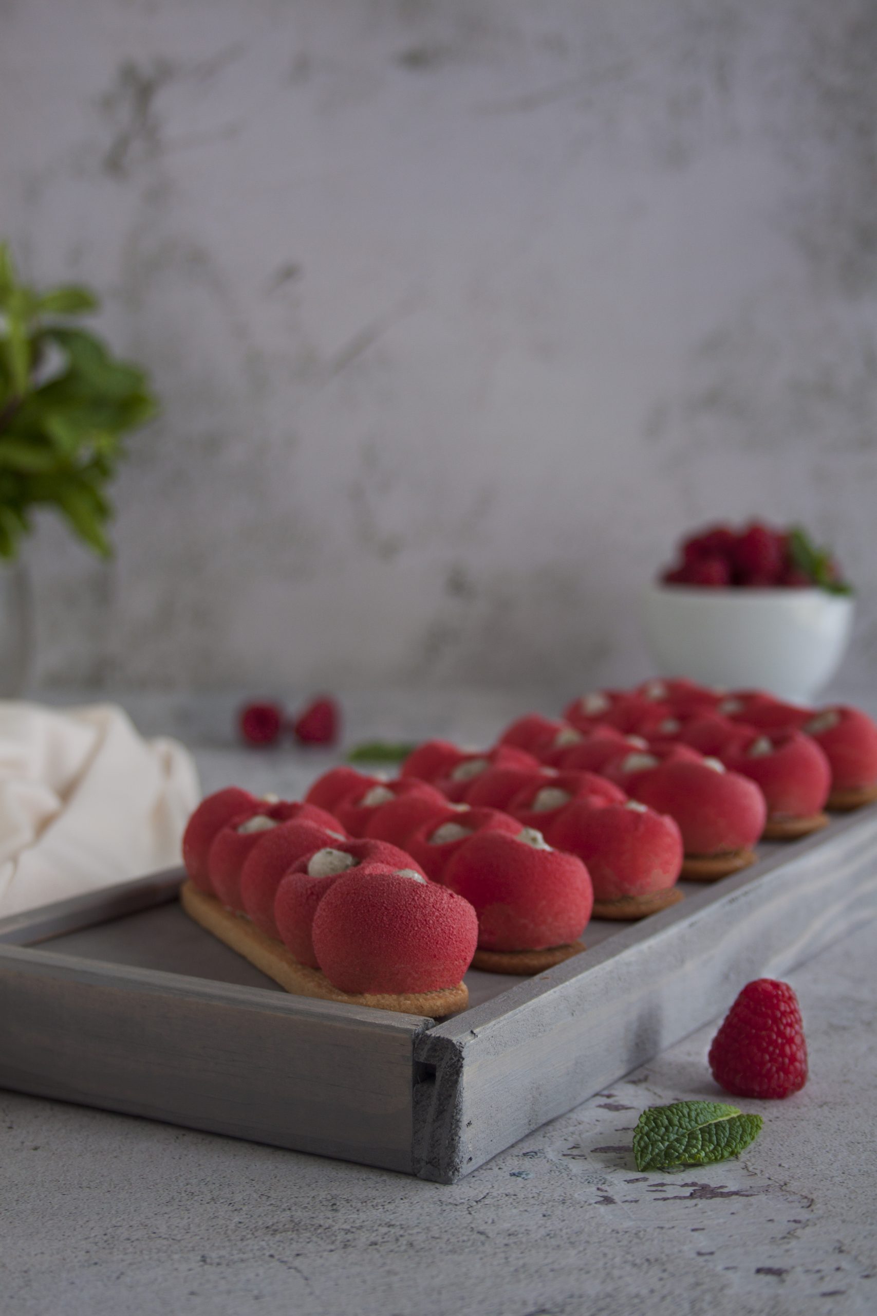 entremets menthe framboise