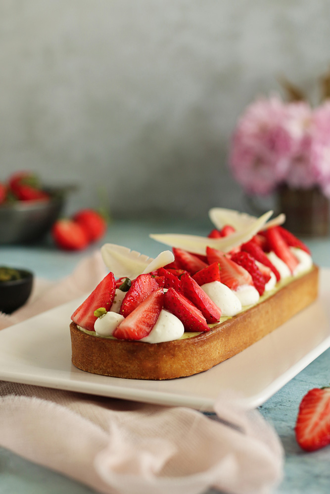 Tarte fraise, pistache et fleur d'oranger - Surprises et Gourmandises