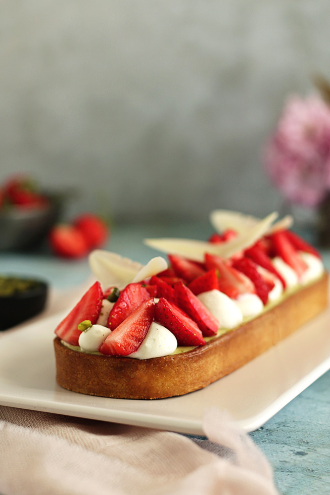 Tarte fraise, pistache et fleur d'oranger - Surprises et Gourmandises