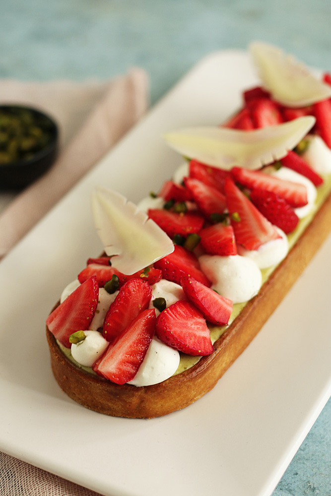 Tarte fraise, pistache et fleur d'oranger - Surprises et Gourmandises