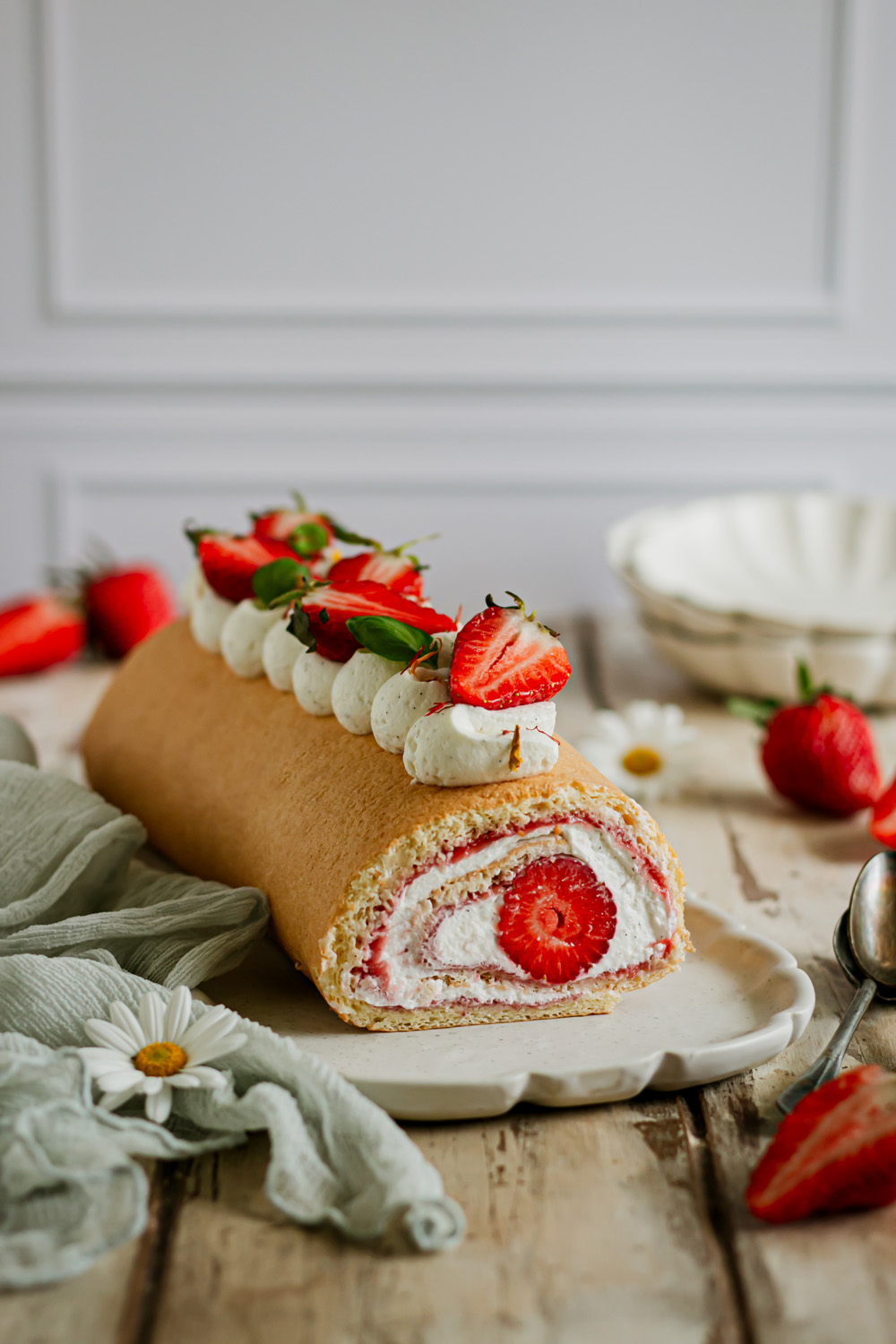 roulé fraise et vanille