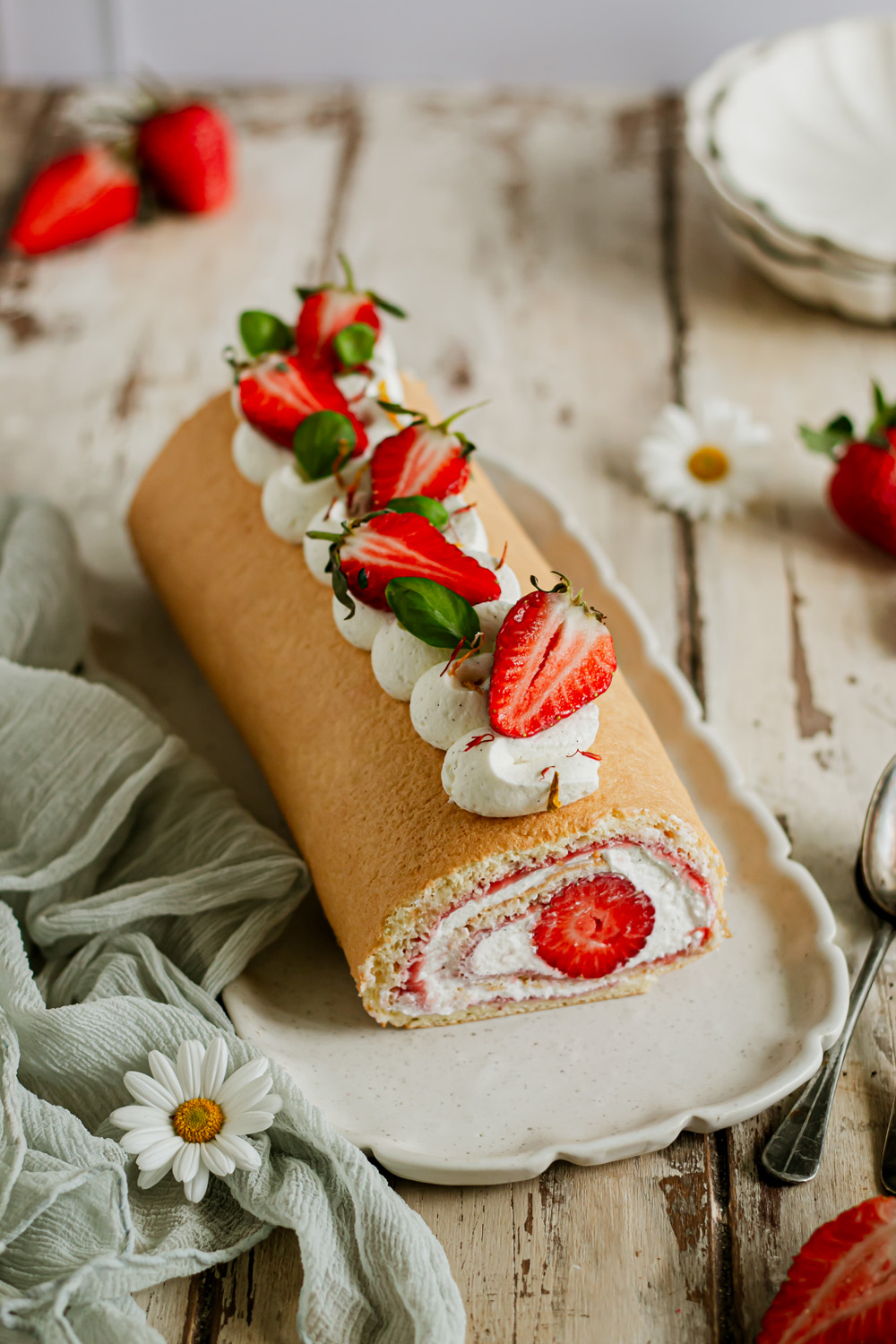 roulé fraise et vanille