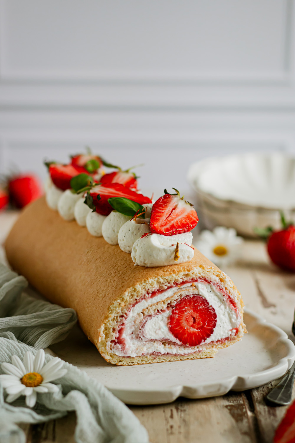 roulé fraise et vanille