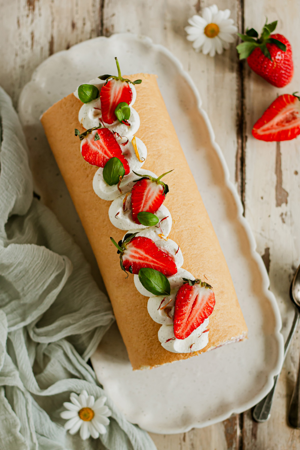 roulé fraise et vanille