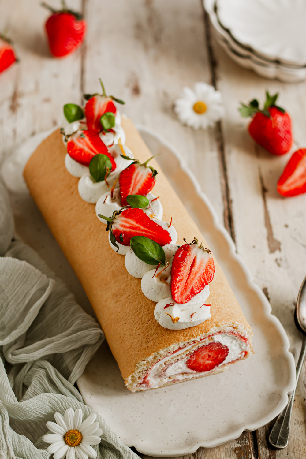 roulé fraise et vanille