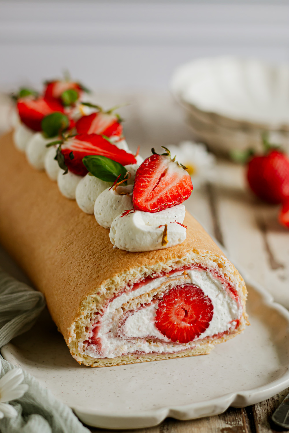 roulé fraise et vanille
